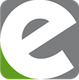 Graues Logo mit einem weißen "e" und einem grünen Akzent in der unteren Ecke.