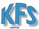 Blaues KFS-Logo mit dem Wort "Agentur" darunter auf weißem Hintergrund.