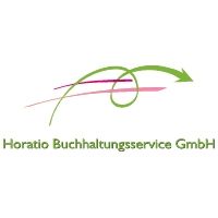Logo der Horatio Buchhaltungsservice GmbH mit grüner und pinker Linie.
