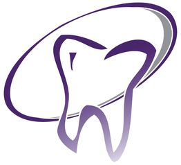Stylized purple tooth with a swoosh, representing dental care.