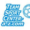 Logo mit blauem Text "Team Sport Center a-z.com" und einem Fußball auf weißem Hintergrund.