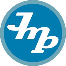 Blue circle logo with white stylized letters "Jmp."