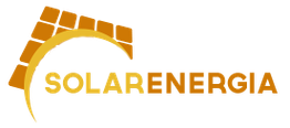 Logotipo en tonos naranjas de Solarenrgia con panel solar y media luna.