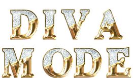 Text "DIVA MODE" in glitzernden Buchstaben auf weißem Hintergrund.