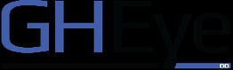 Logo with the text "GHEye" in blue and black on a black background.