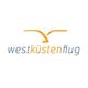 Logo mit der Aufschrift "westküstenflug" und stilisiertem, orangefarbenem Vogel.