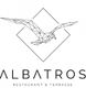Logo mit geometrischem Vogel und Schriftzug: "ALBATROS RESTAURANT & TERRASSE".