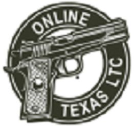 Logo of a handgun with text "Online Texas LTC" in a circular design.