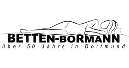 Logo von Betten-Bormann mit liegender Frau, Text: "über 50 Jahre in Dortmund".