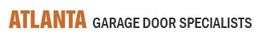 Atlanta Garage Door Specialists logo, text in orange and black.
