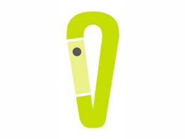 Un mosquetón verde estilizado en fondo blanco.