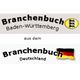 Text: "Branchenbuch Baden-Württemberg und Deutschland mit deutscher Flagge."