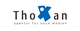Logo mit Text: "ThoXan", darunter "agentur für neue medien". Blaues stilisiertes "X".