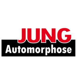 Logo mit Text: "JUNG Automorphose" in rot und weiß auf schwarzem Hintergrund.