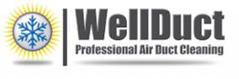 "WellDuct logo with sun and snowflake symbol, reads 'Professional Air Duct Cleaning'."