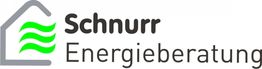 Logo von Schnurr Energieberatung mit grünem Blattmotiv in einem stilisierten grauen Hausumriss.