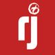 Rot-weißes Logo mit den Buchstaben "rj" und einem gezeichneten Kreis oben.