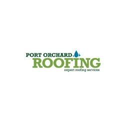 Logo of Port Orchard Roofing with a droplet above the text.
