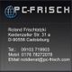 Visitenkarte von PC-Frisch mit Adresse und Kontaktinformationen in Cadolzburg.