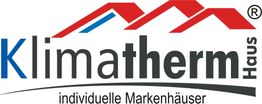 Logo von "Klimatherm Haus" mit rotem Dach und Slogan "individuelle Markenhäuser".