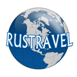 Illustration eines Globus mit dem Schriftzug "Rustravel" quer darüber.