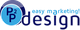 Logo mit dem Text "P2P easy marketing! design" in Blau- und Lilatönen.