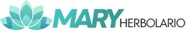 Logotipo de "Mary Herbolario" con un diseño de flor de loto en tonos azules y verdes.