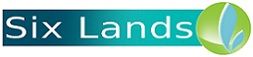 Logo "Six Lands" con sfondo blu-verde e icona verde con foglia.