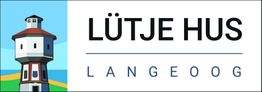 Illustration eines Leuchtturms mit der Aufschrift "Lütje Hus Langeoog".