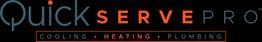 Logo of Quick Serve Pro in black with "Cooling • Heating • Plumbing" written below in orange.