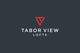 Red logo and text "Tabor View Lofts" on a dark background.