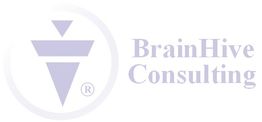 Logo von BrainHive Consulting mit geometrischem Symbol und Schriftzug.