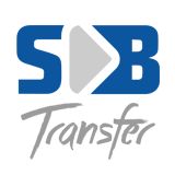 Logo di SDB Transfer con testo blu e grigio su sfondo bianco.