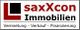 Logo von saxXcon Immobilien: Vermietung, Verkauf, Finanzierung mit grafischem Designelement.