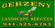 "Gerzeny Landscape Services sign with a tractor and phone number 941-525-8783."