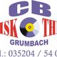 Logo der CB Diskothek Grumbach mit Schallplatte und Kontaktnummer: 035204 / 54 01.