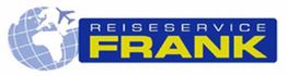 Logo mit Weltkugel, Flugzeug und Text: Reiseservice Frank.
