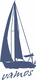 Segelboot-Silhouette mit dem Schriftzug "vamos" darunter.