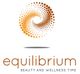 Logo di "equilibrium": spirale di cerchi arancioni; testo "BEAUTY AND WELLNESS TIME".