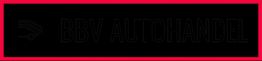 Schwarzes Logo mit rotem Rand: "BBV AUTOHANDEL" in der Mitte, links ein stilisiertes Auto.
