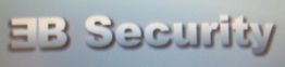 Text "EB Security" in silberner Schrift auf grauem Hintergrund.