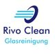 Logo von Rivo Clean, Glasreinigung, mit stilisiertem blauem Kreis und Linien.