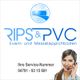 Logo "RIPS & PVC" und Frau mit Headset. Text: "Ihre Service-Nummer: 04791 - 93 15 691".