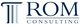 Logo mit drei Säulen und dem Text: "ROM Consulting".