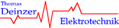 Logo mit Text „Thomas Deinzer Elektrotechnik“ und rotem Herzschlag-Linienmotiv.