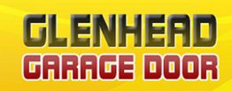 "Glenhead Garage Door" text on a yellow background.