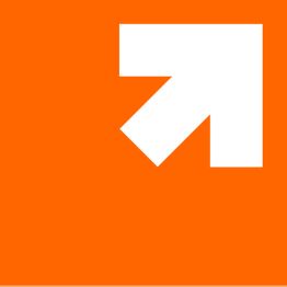 Orange Hintergrund mit weißem Pfeil nach oben rechts.