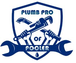 Shield logo with text "Plumb Pro of Pooler" and wrenches held by hands.
