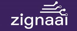 Logo with white "zignaai" text and circuit design on purple background.