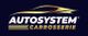 Logo AUTOSYSTEM CARROSSERIE sur fond noir, avec silhouette dorée d'une voiture.